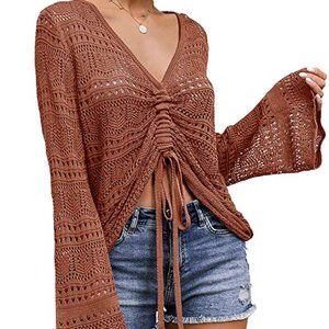 Oversized Crochet Long Sleeve Top